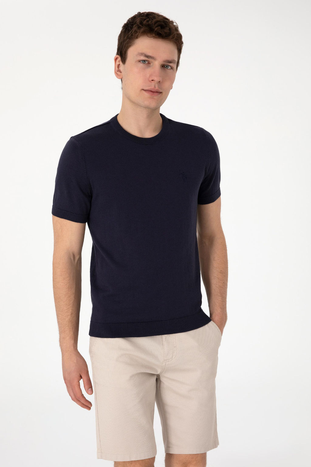 Erkek Slim Fit Bisiklet Yaka Lacivert Kazak - U.s. polo assn фото 3