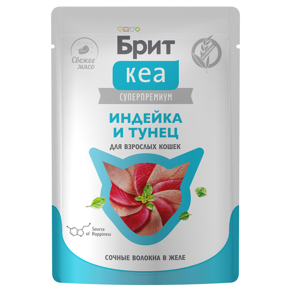 Пауч для взрослых кошек, Индейка и Тунец в желе, 75 г 1062943