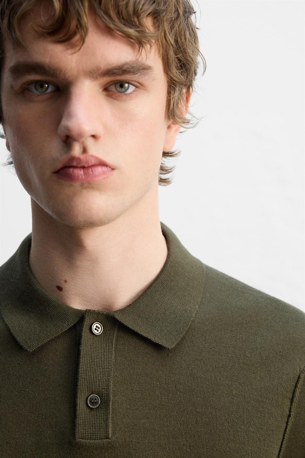KNIT WOOL-COTTON POLO SHIRT - Zara фото 13