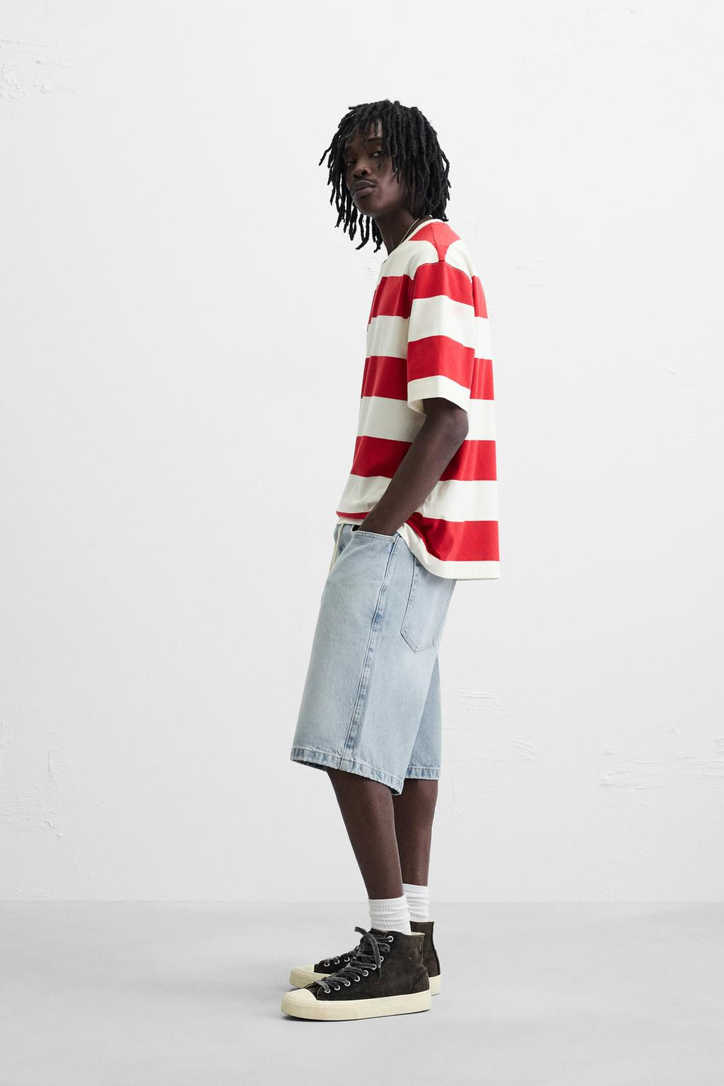 BASIC BAGGY FIT DENIM BERMUDA - Zara фото 14