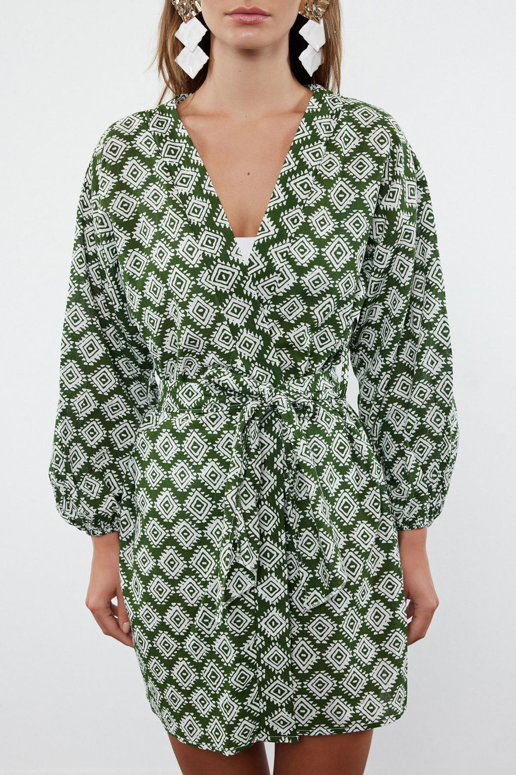 Cicek Desenli Kusakl? Mini Dokuma Balon Kollu %100 Pamuklu Plaj Kimono&Kaftan TBESS22KM0022 - Trendyolmilla фото 11