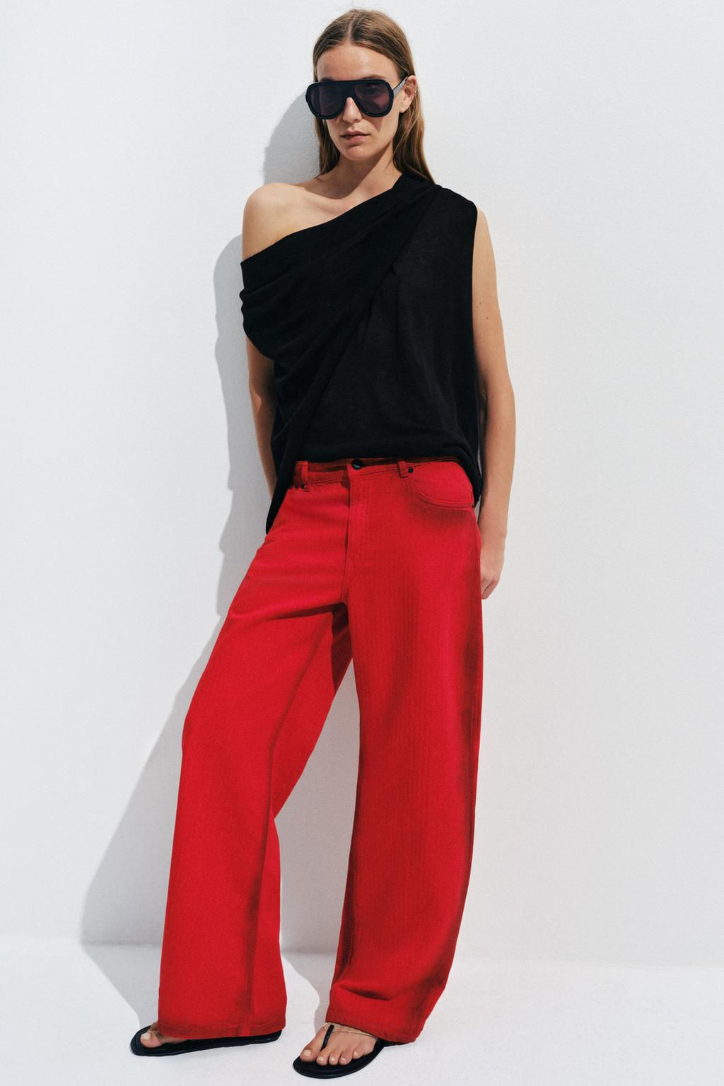JEANS ZW COLLECTION WIDE LEG TIRO BAJO / Rojo - Zara фото 10