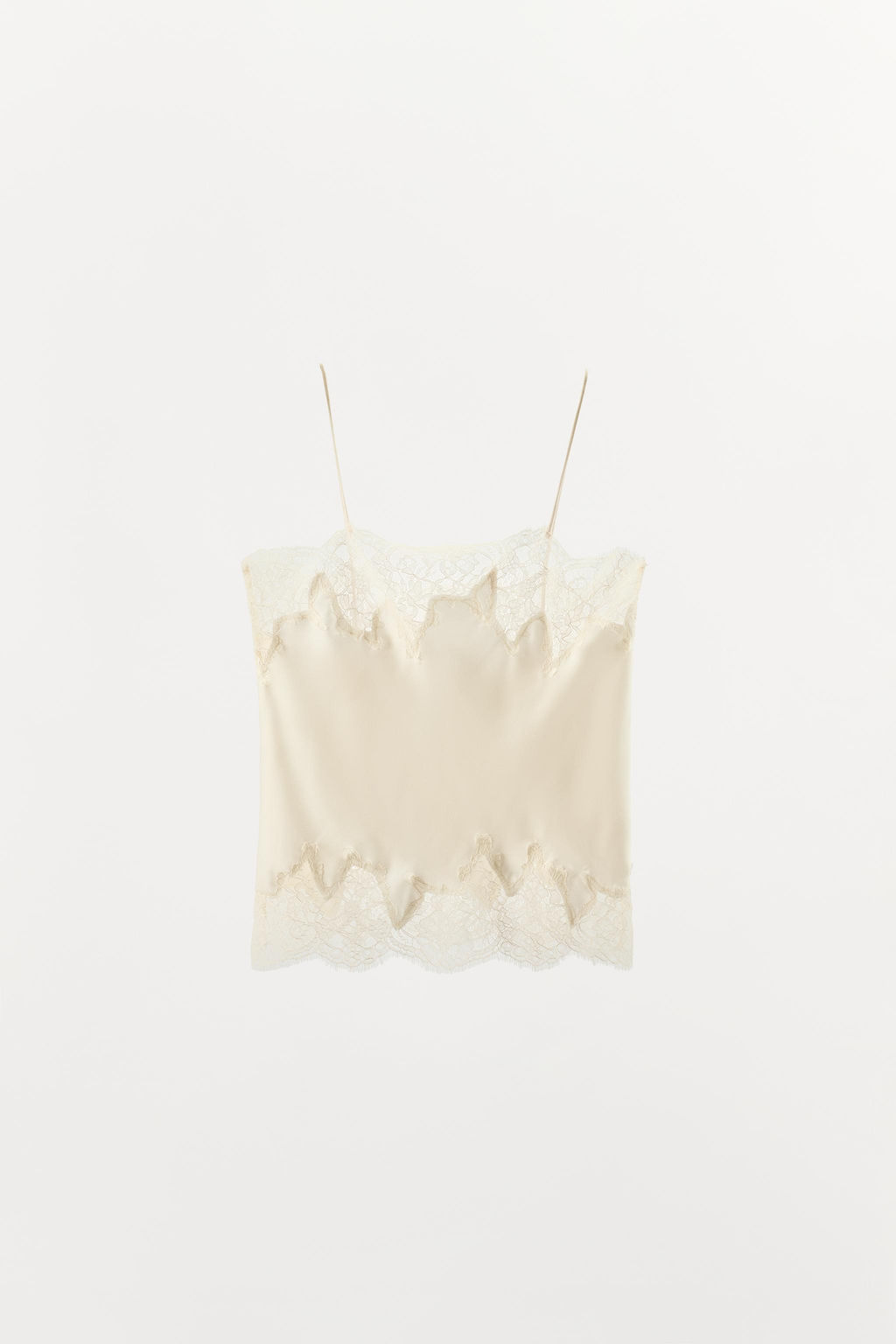 TOP LENCERO SATINADO ENCAJE / Crudo - Zara фото 7