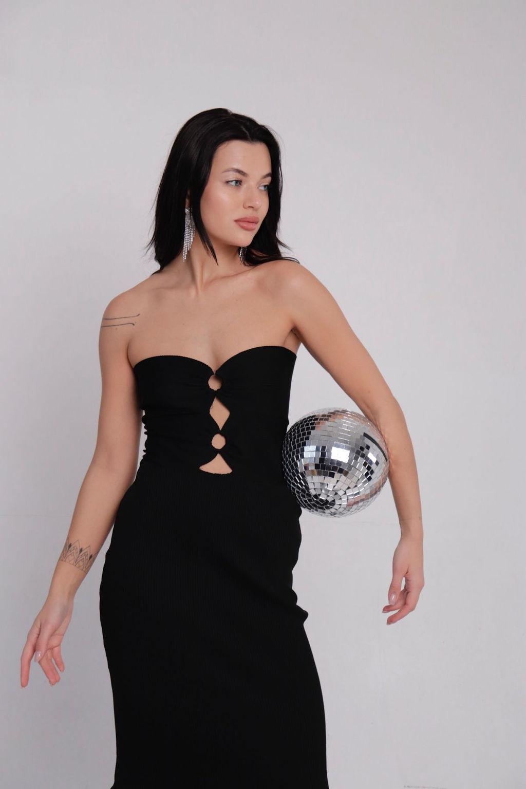 Платье-бандо вечернее чёрное - Martichelli фото 9