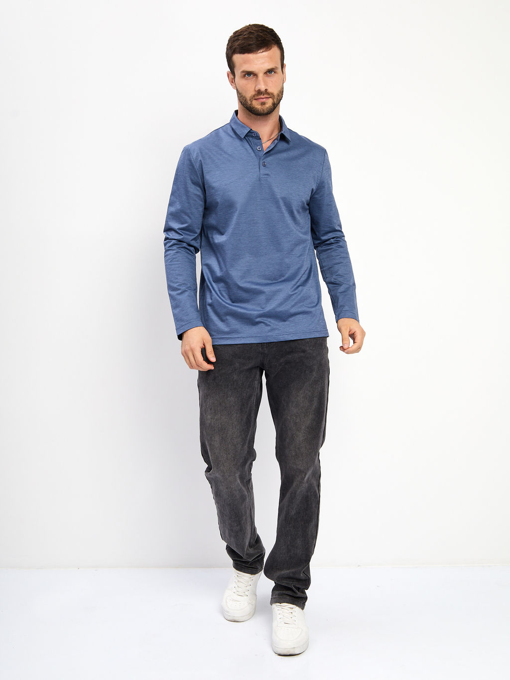 Джемпер мужской с воротником поло GREG G155-PM4-LT1638 (синий)  фото 7