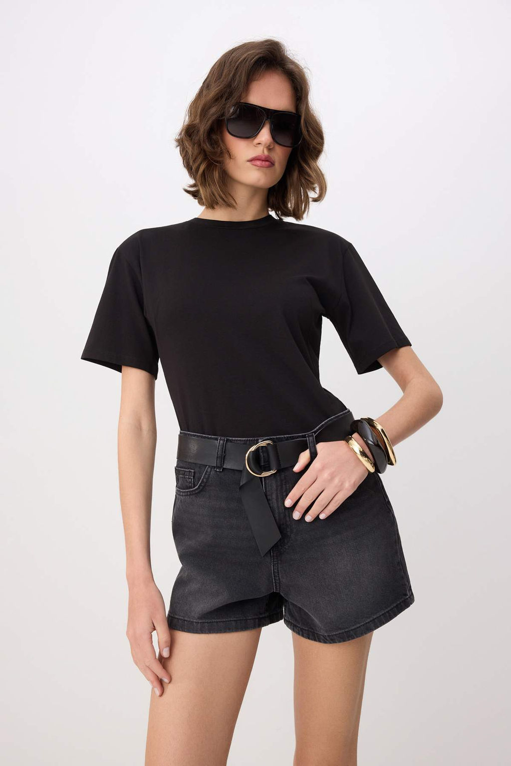 Antrasit Yuksek Bel %100 Pamuk Denim City Sort TWOSS26SR00050 - Trendyolmilla фото 6