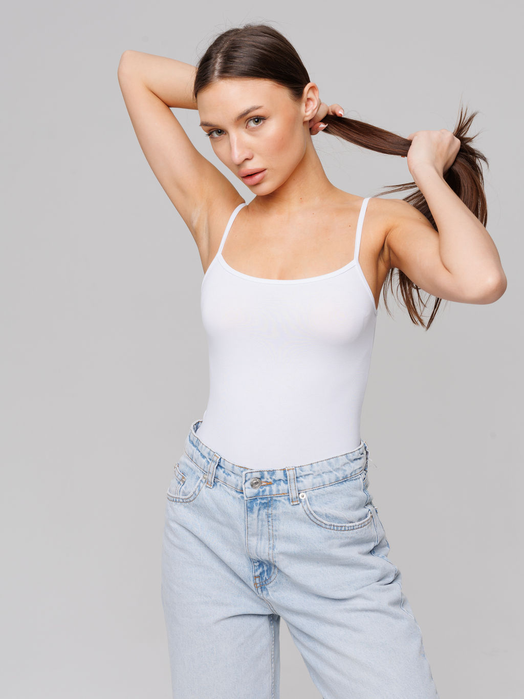 Женская майка на бретелях Lingeamo белая ЛТ-07 (1)  фото 10