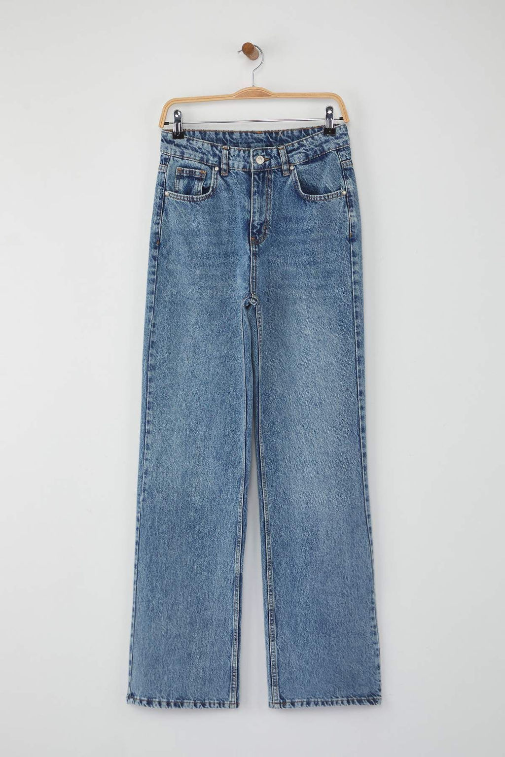 Antrasit Yuksek Bel Genis Paca Wide Leg Jeans TWOAW26JE00083 - Trendyolmilla фото 5