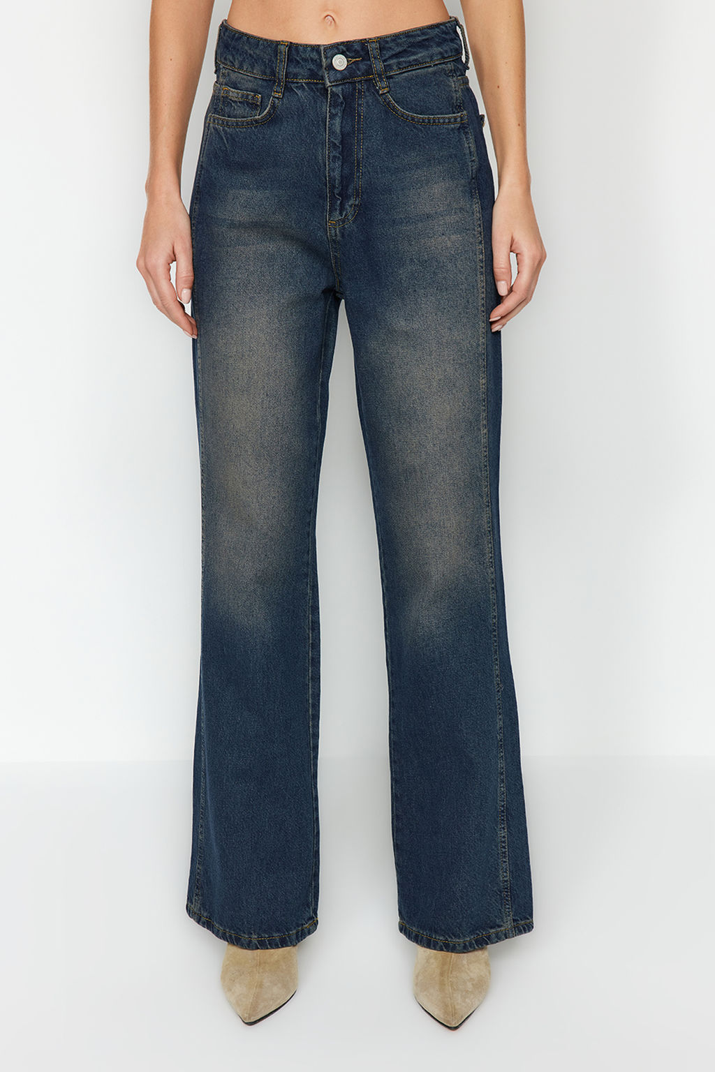 Ac?k Mavi Yuksek Bel Genis Paca Wide Leg Jeans TWOAW24JE00313 - Trendyolmilla фото 12
