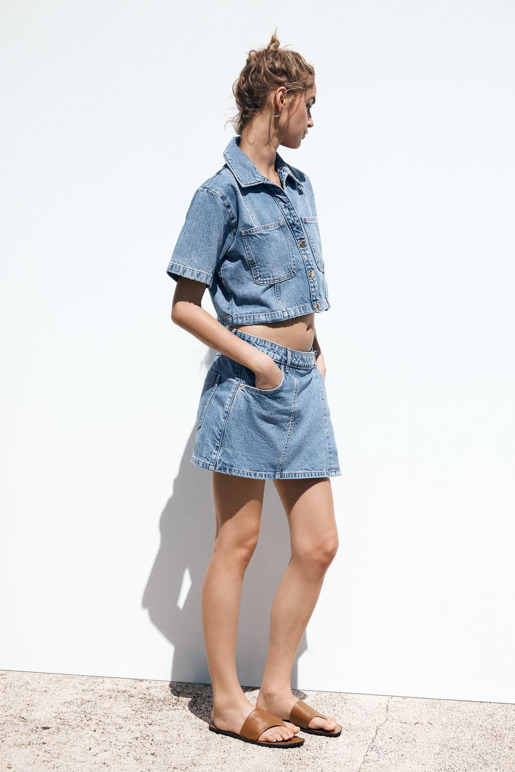 Z1975 CROPPED DENIM SHIRT - Zara фото 3
