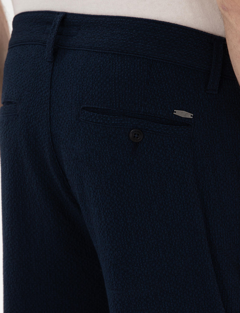 Lacivert Slim Fit Gofre Yazl_k Kanvas Pantolon - Pierre cardin фото 6