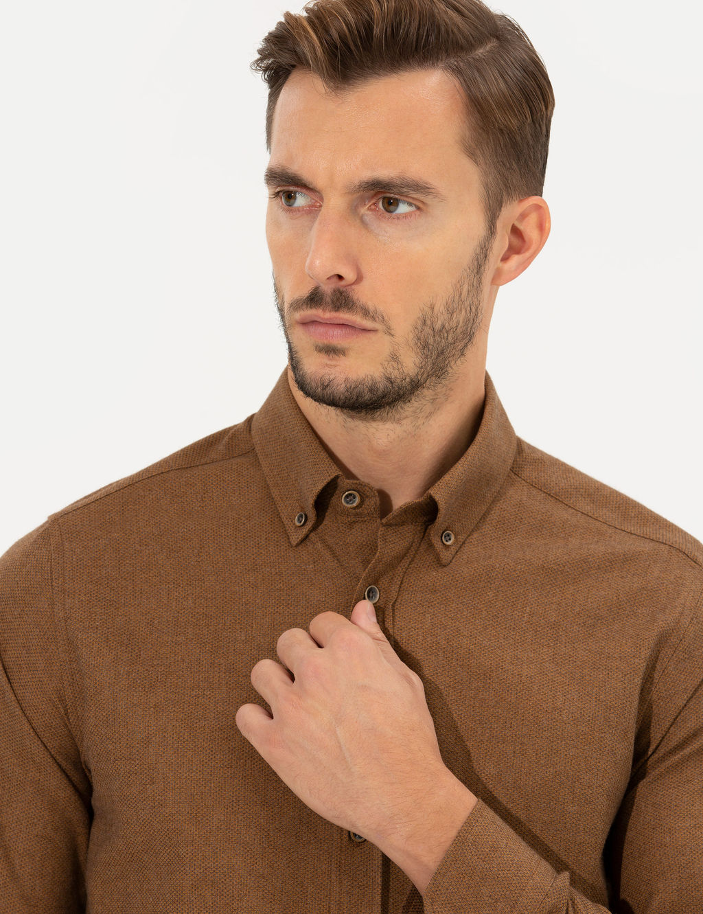 Kahverengi Slim Fit Uzun Kollu G_mlek