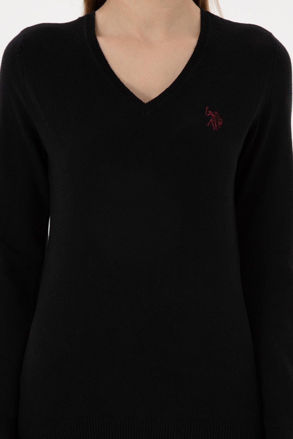 Свитер женский U.S. Polo Assn V-образный вырез черный  фото 13