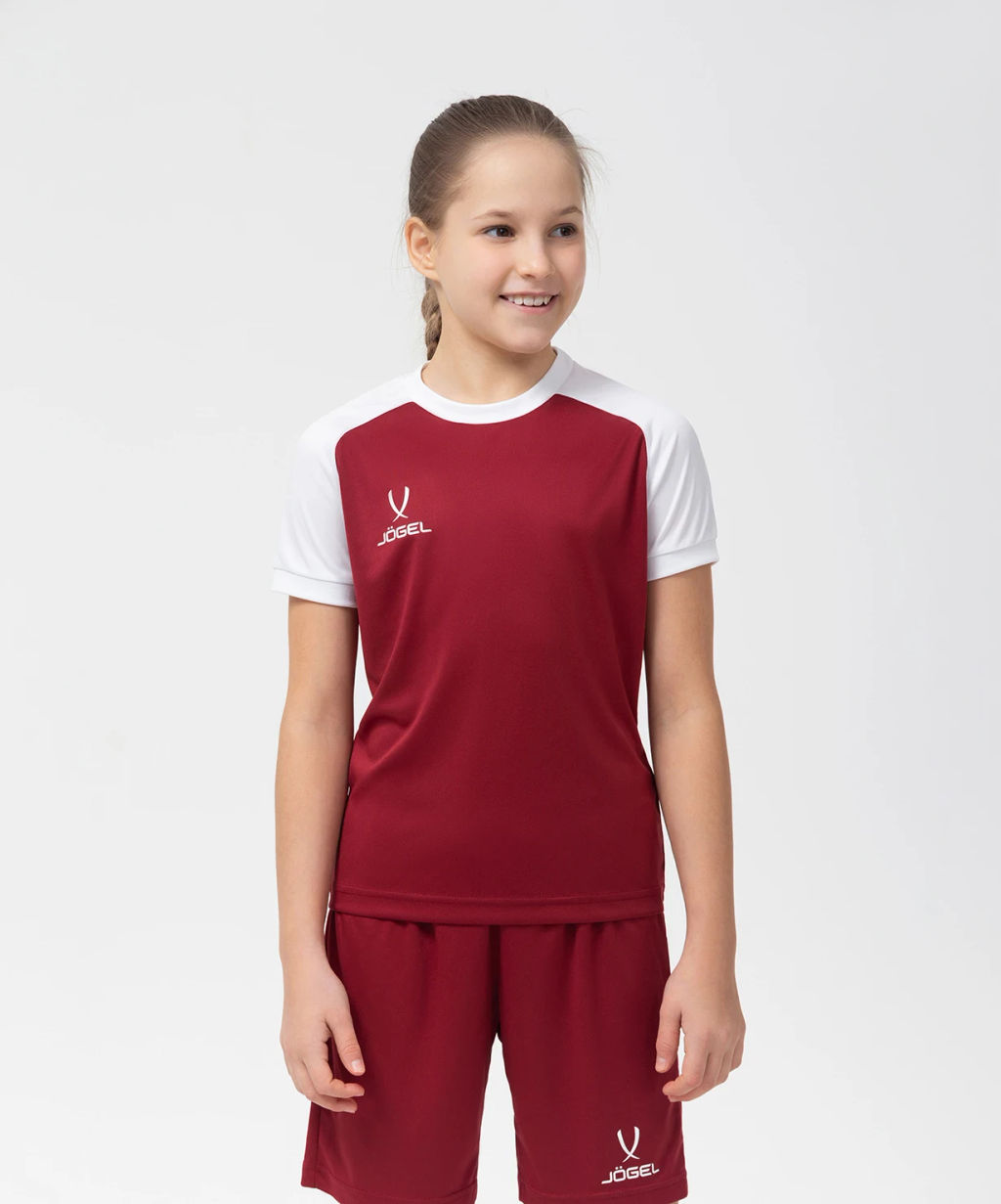 Футболка игровая JOGEL CAMP Reglan Jersey, гранатовый/белый, детский