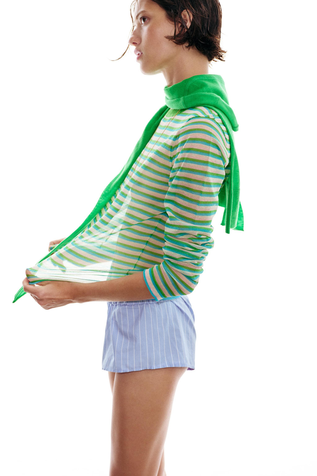 STRIPED KNIT CROPPED JACKET - Zara фото 12