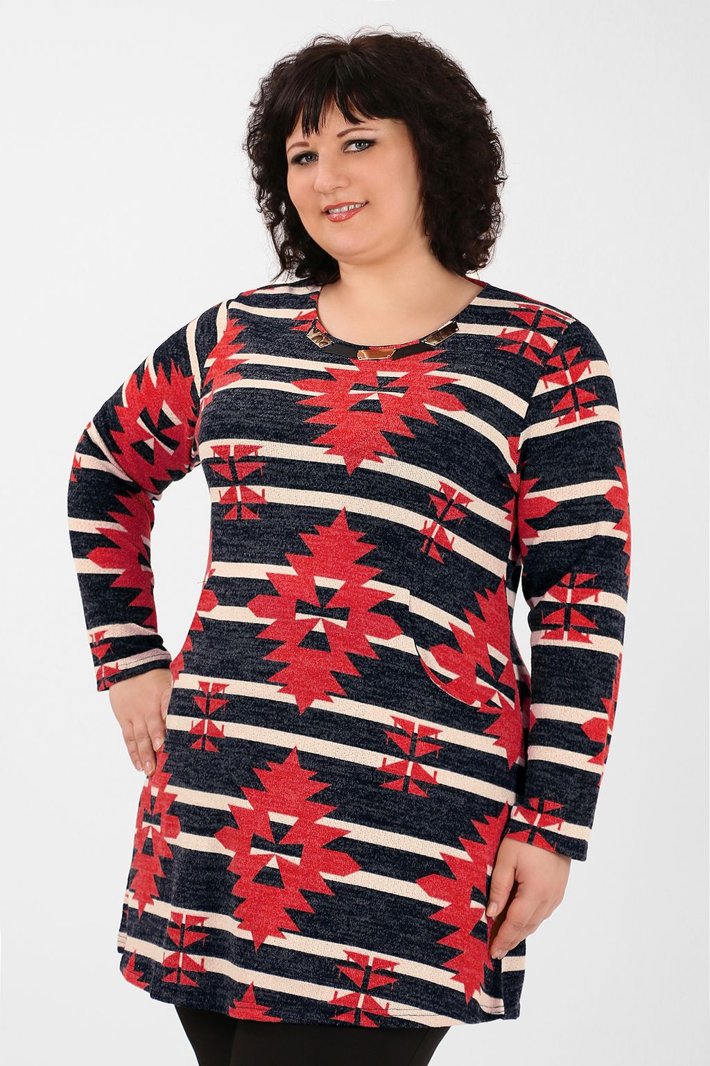 Туника больших размеров с орнаментом