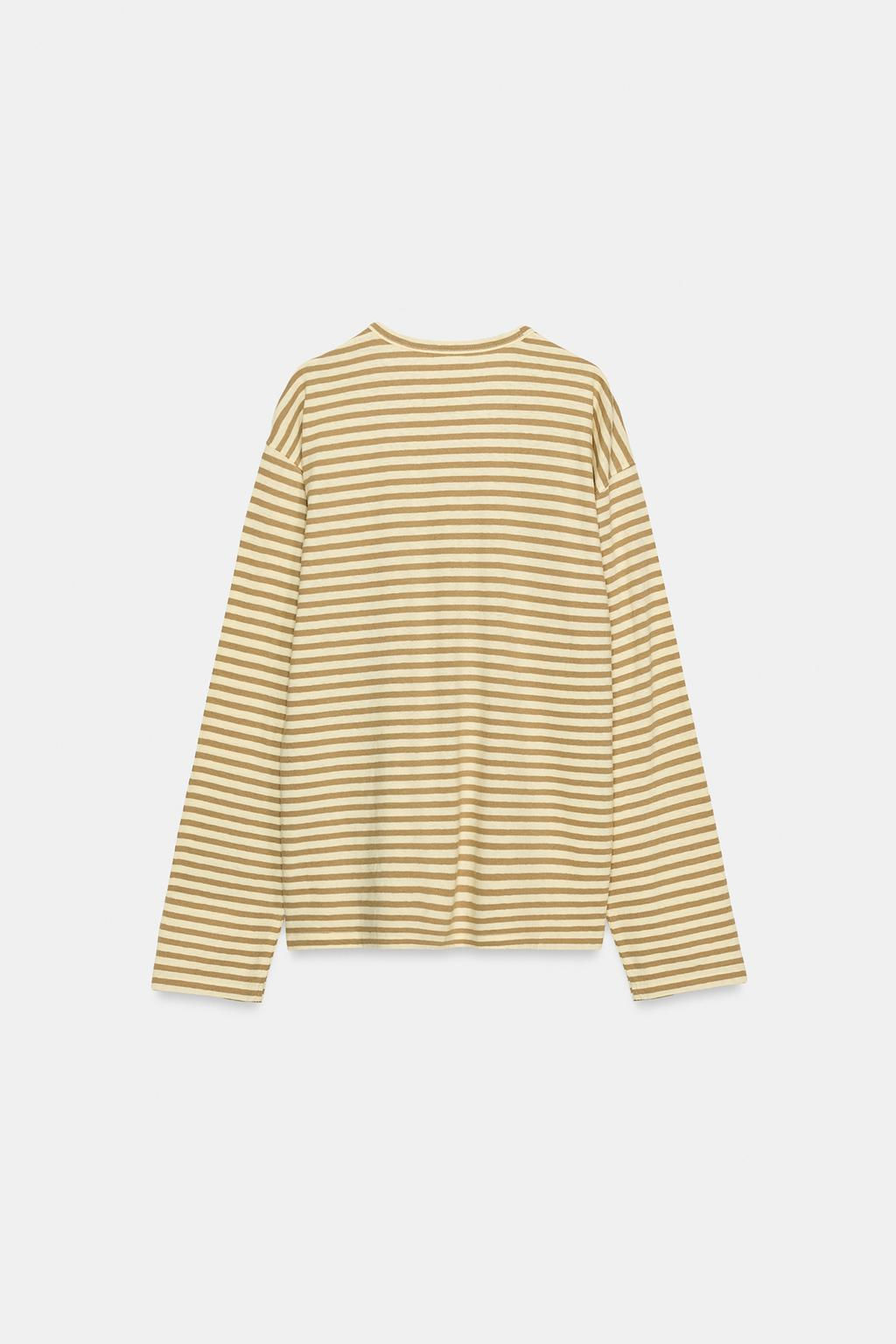 CAMISETA ALGOD?N Y LINO RAYAS / Rosa pastel - Zara фото 18