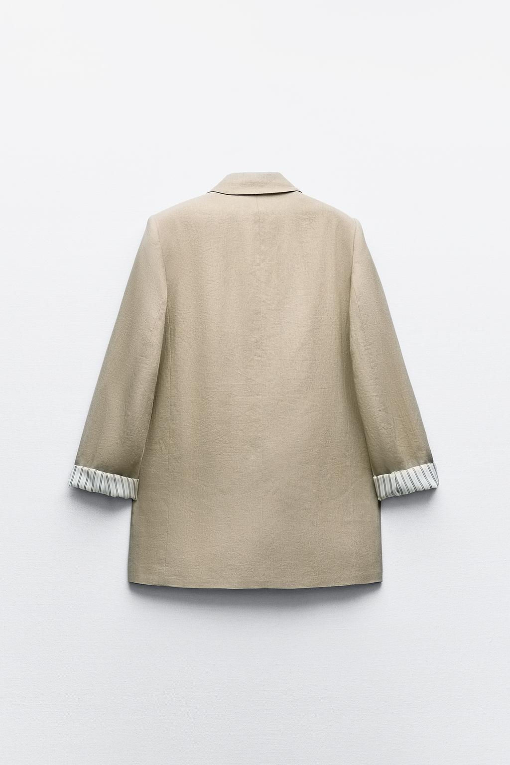 LINEN BLEND ROLL-UP SLEEVE OPEN BLAZER - Zara фото 4