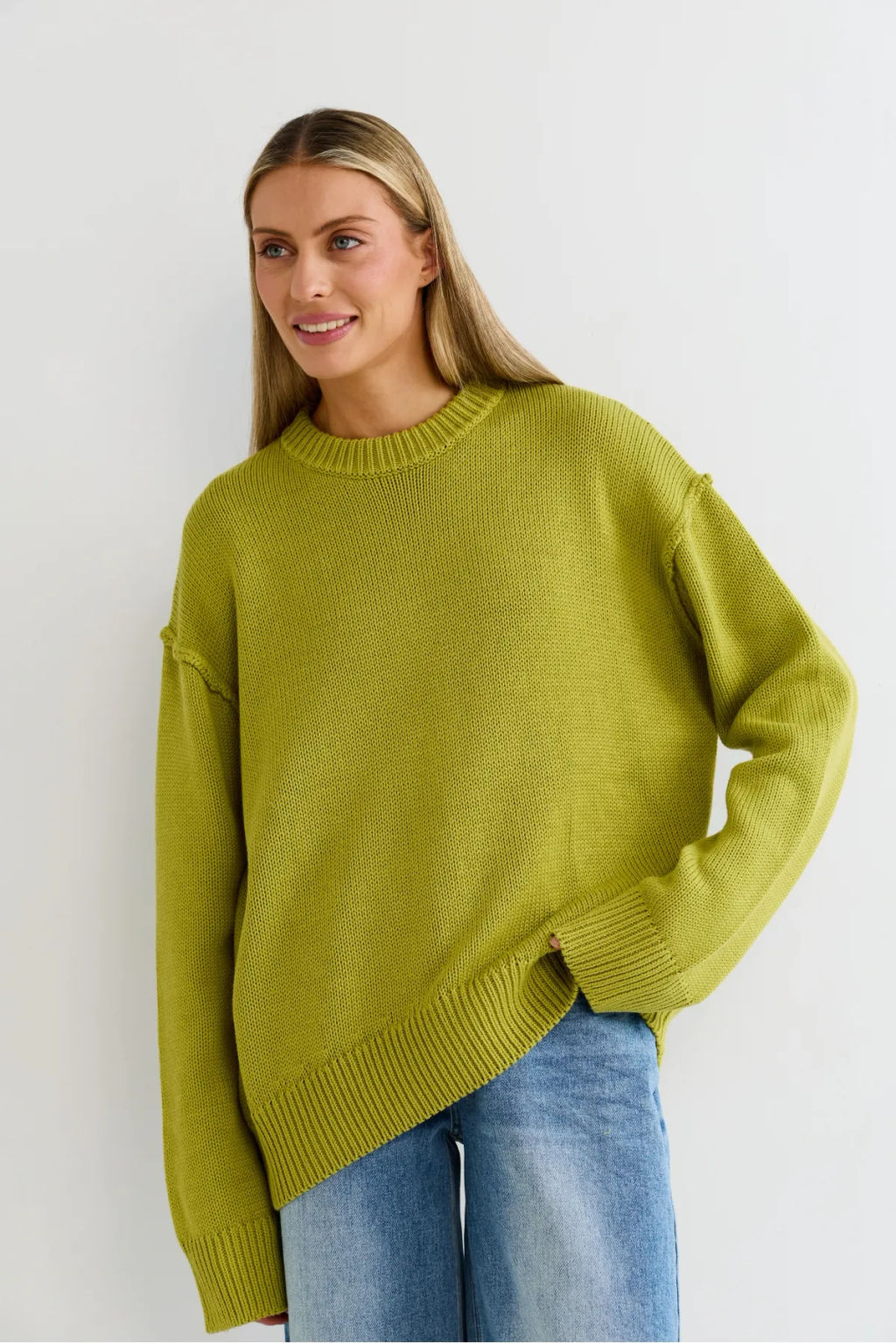 Джемпер с наружными швами Яблочный - Erist store фото 2