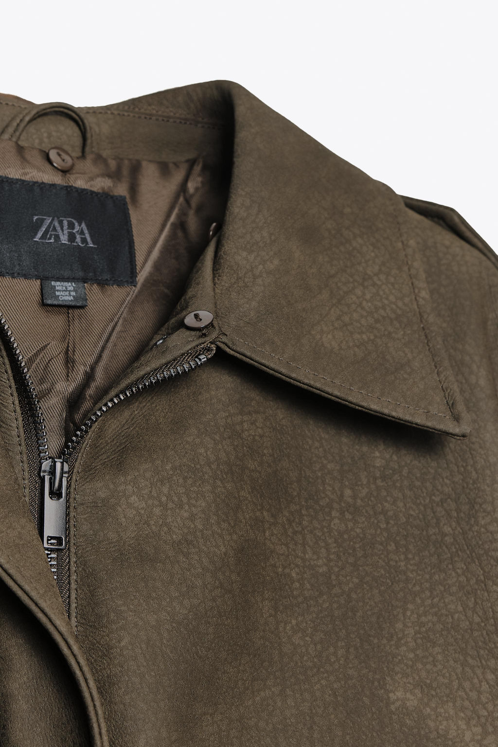 REMOVABLE COLLAR FAUX SUEDE JACKET - Zara фото 10