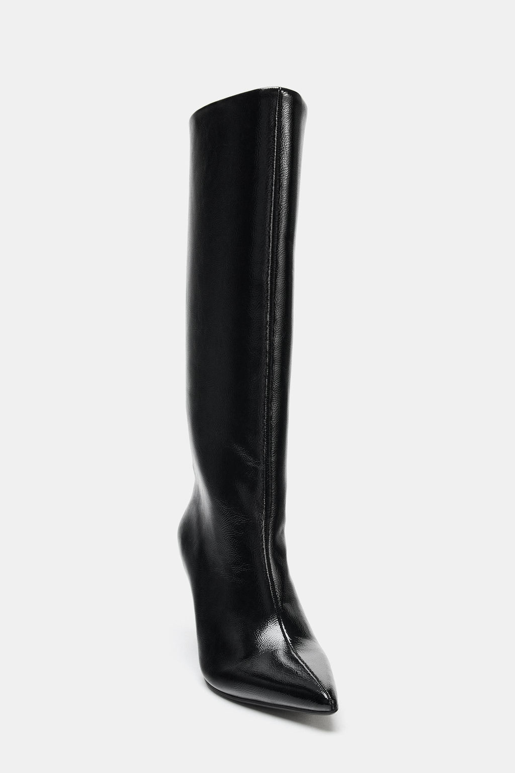 FAUX-PATENT WIDE-LEG BOOTS WITH BLOCK HEEL - Zara фото 4