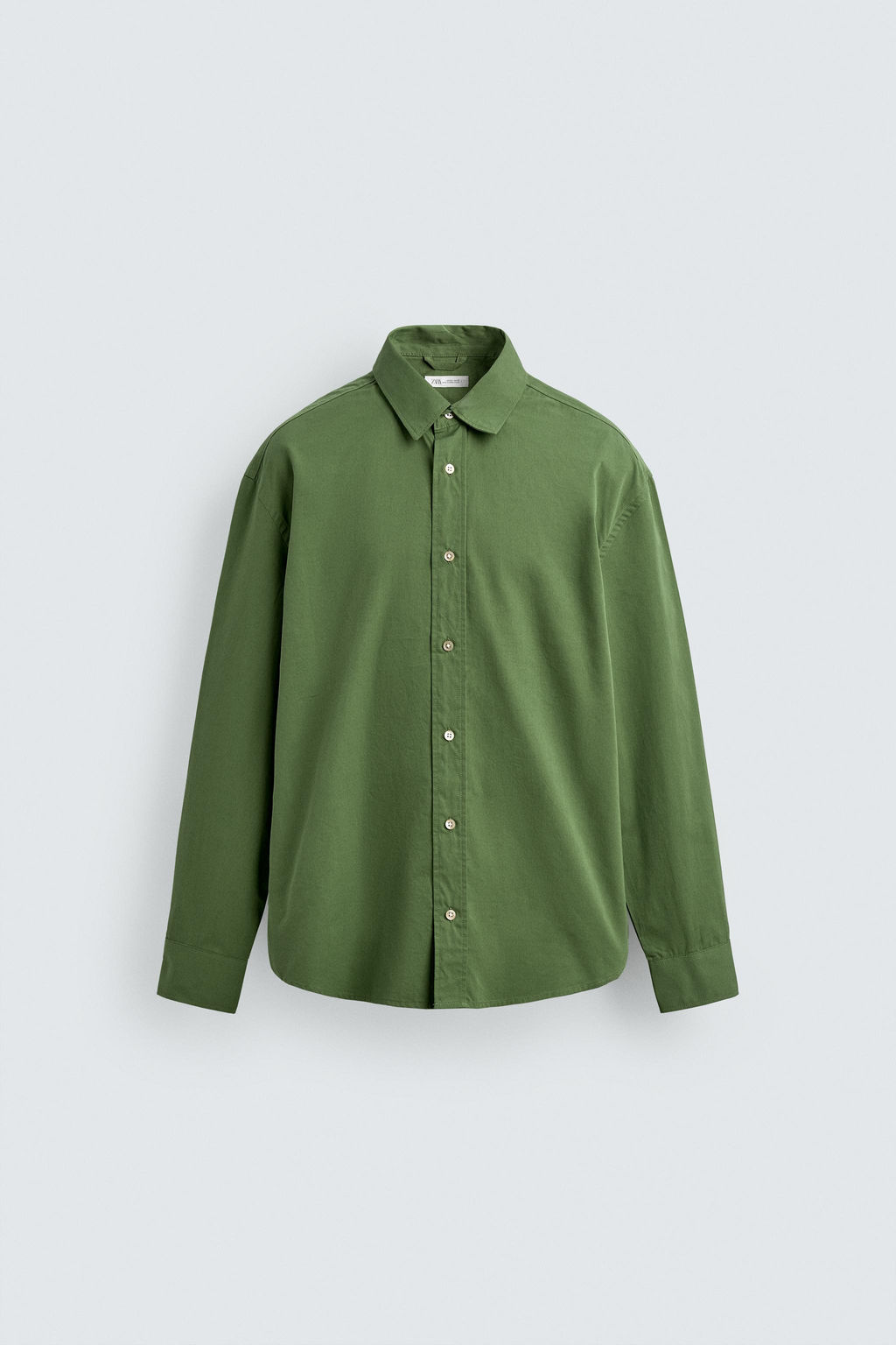 CAMISA RELAXED FIT POPEL?N / Verde manzana - Zara фото 7