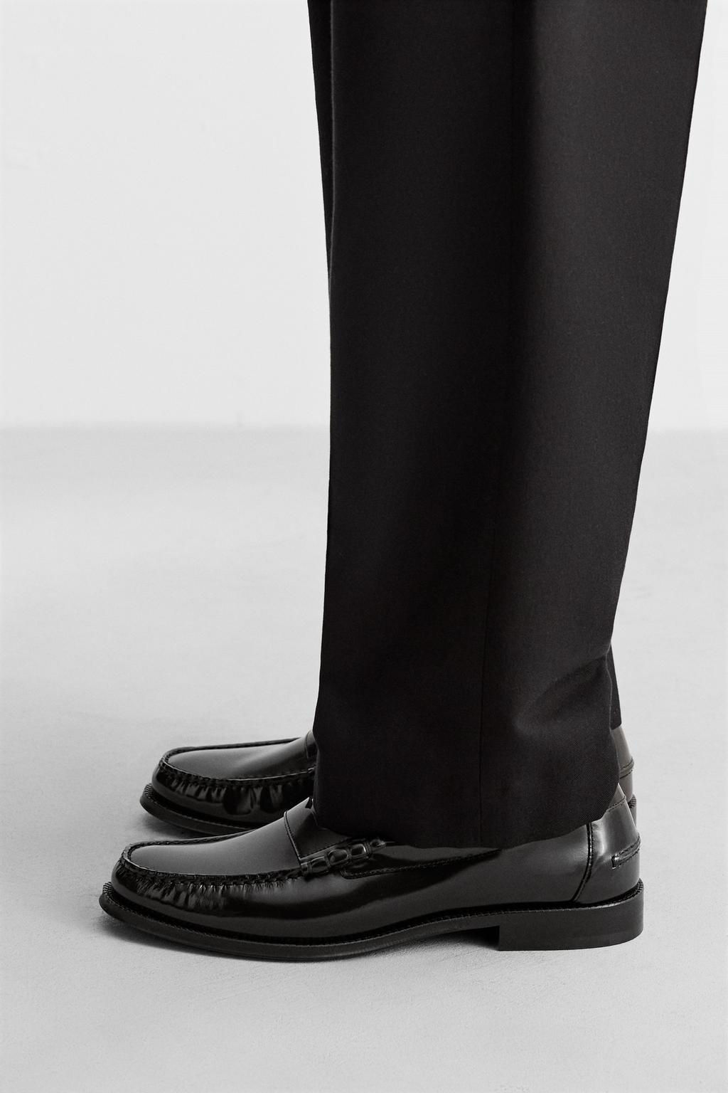 LEATHER PENNY STRAP LOAFERS - Zara фото 3