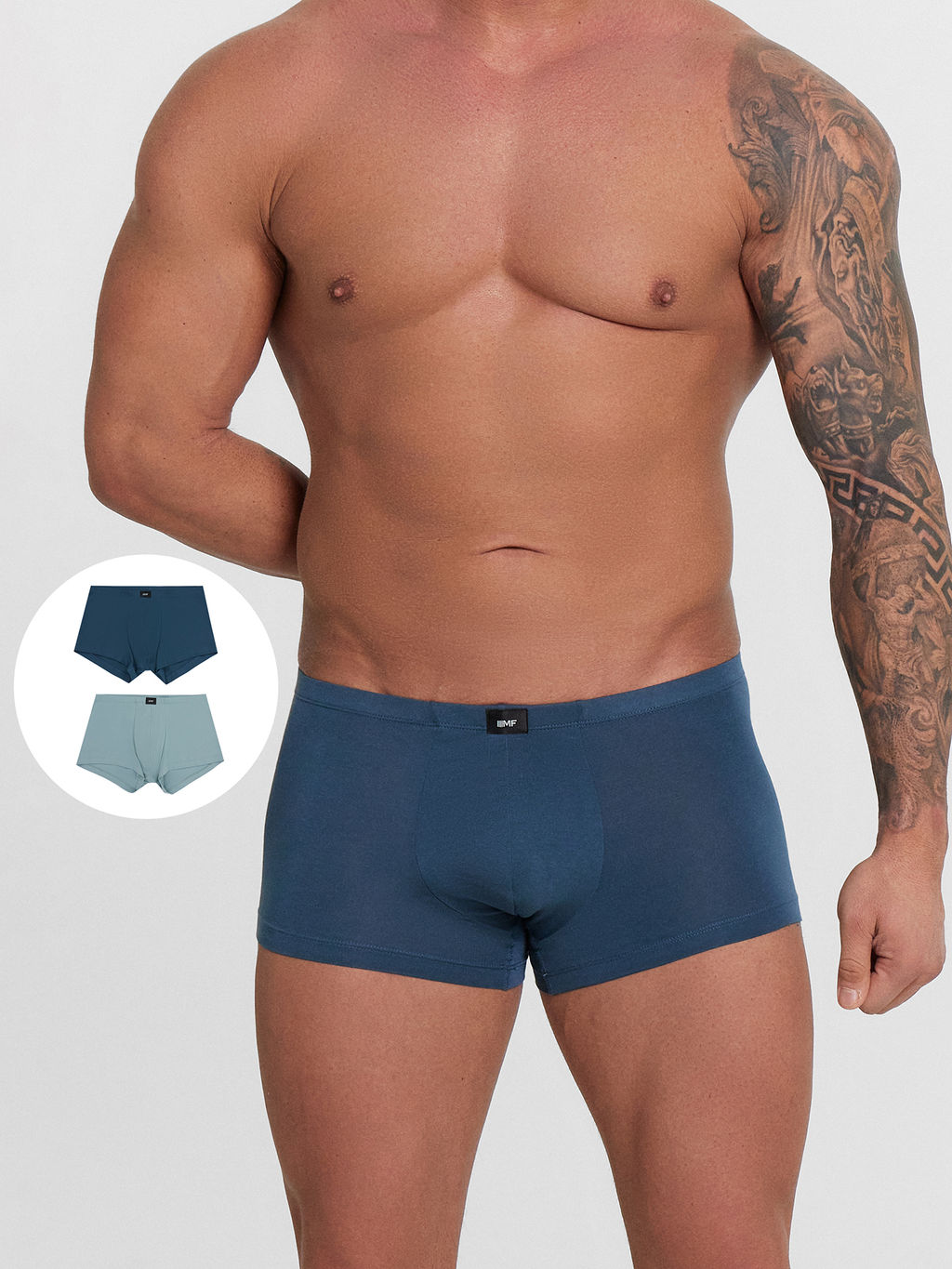 Трусы боксеры мужские в наборе, 2 шт сланец +морская волна 411122-2