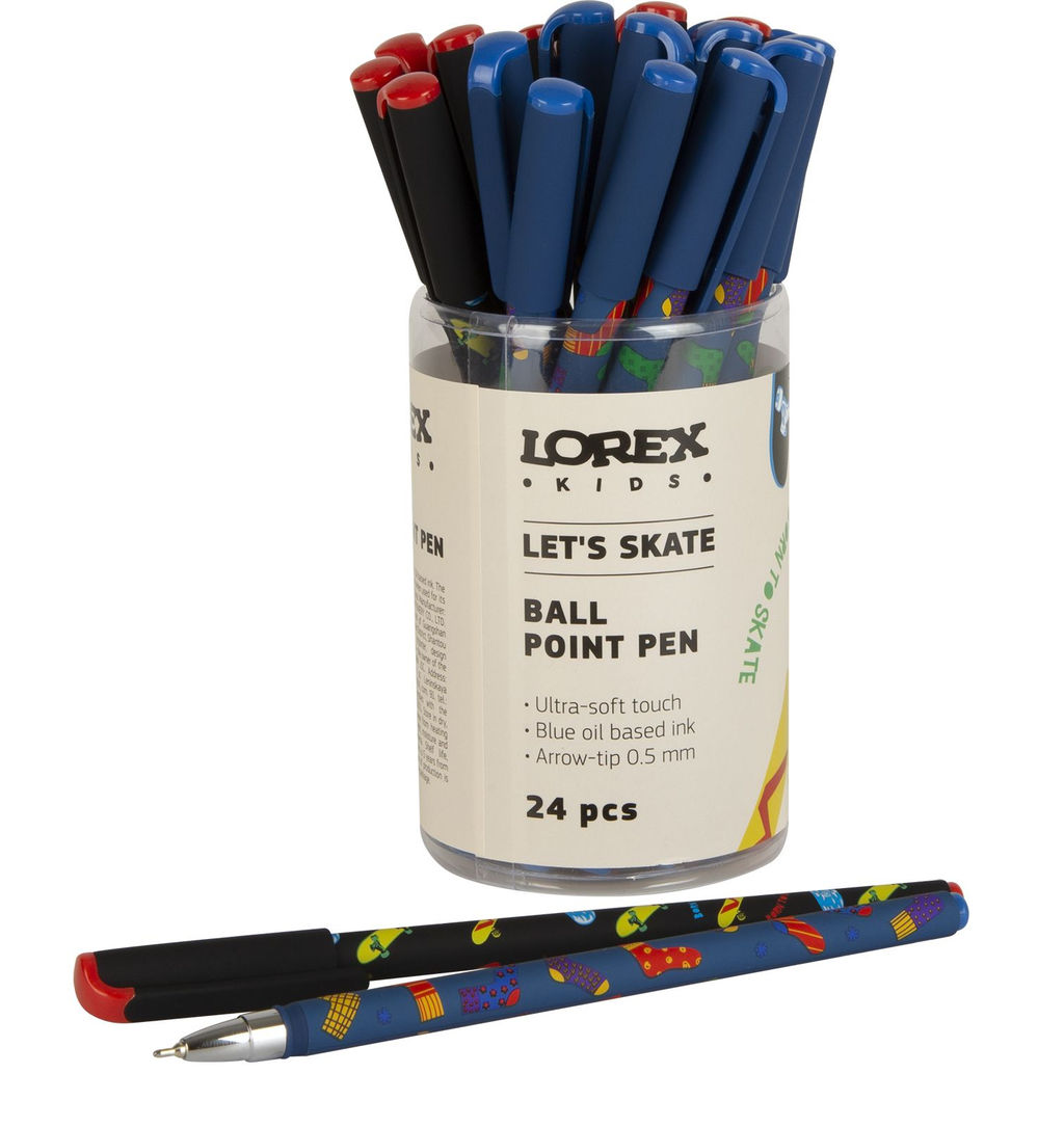 Цена за 2 шт. Ручка шариковая на масляной основе LOREX KIDS LETS SKATE Slim Soft синяя 0,5 мм, ассорти ...