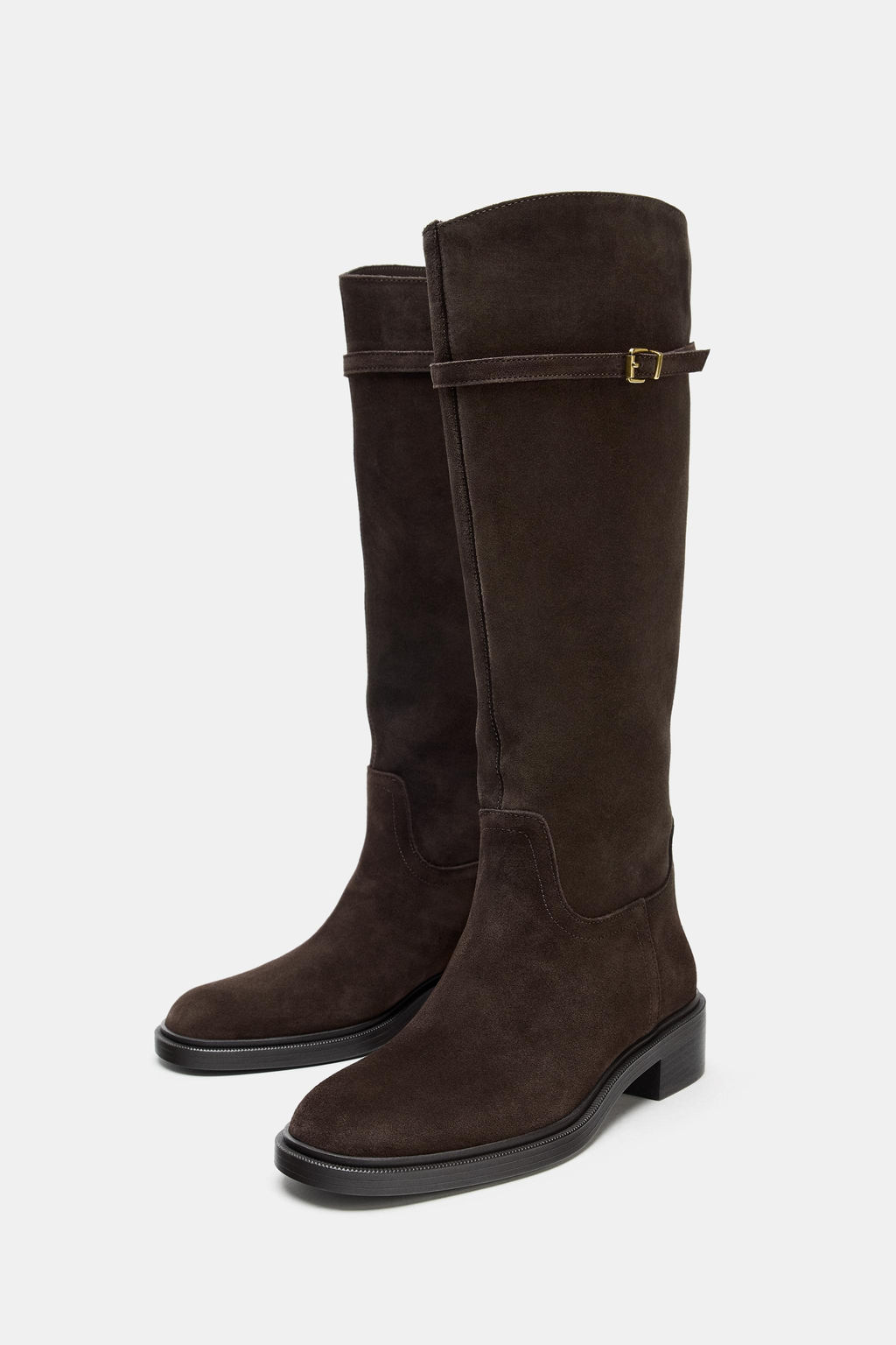 FLAT SPLIT SUEDE RIDING BOOTS - Zara фото 11