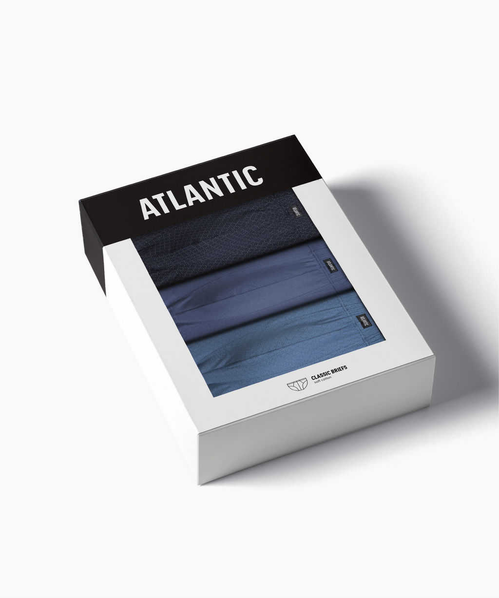 ATLANTIC 3MP-192 Трусы классика Small Check - набор 3 шт. темно-синий + голубой + деним  фото 7