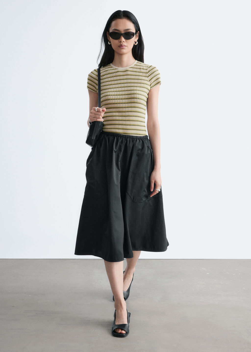 Falda midi de sarga fruncida - H&m фото 5