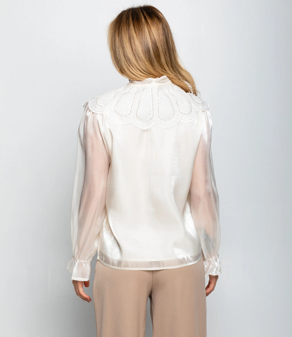 Блуза #КТ971, кремовый - Dommod фото 3
