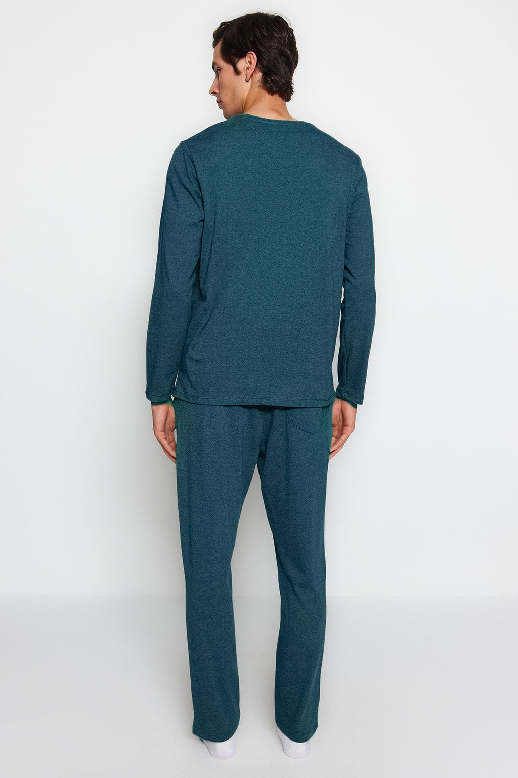 TRENDYOL MAN Lacivert Regular Fit Bask?l? Orme Pijama Tak?m? TMNAW24PT00005 - Trendyolmilla фото 30