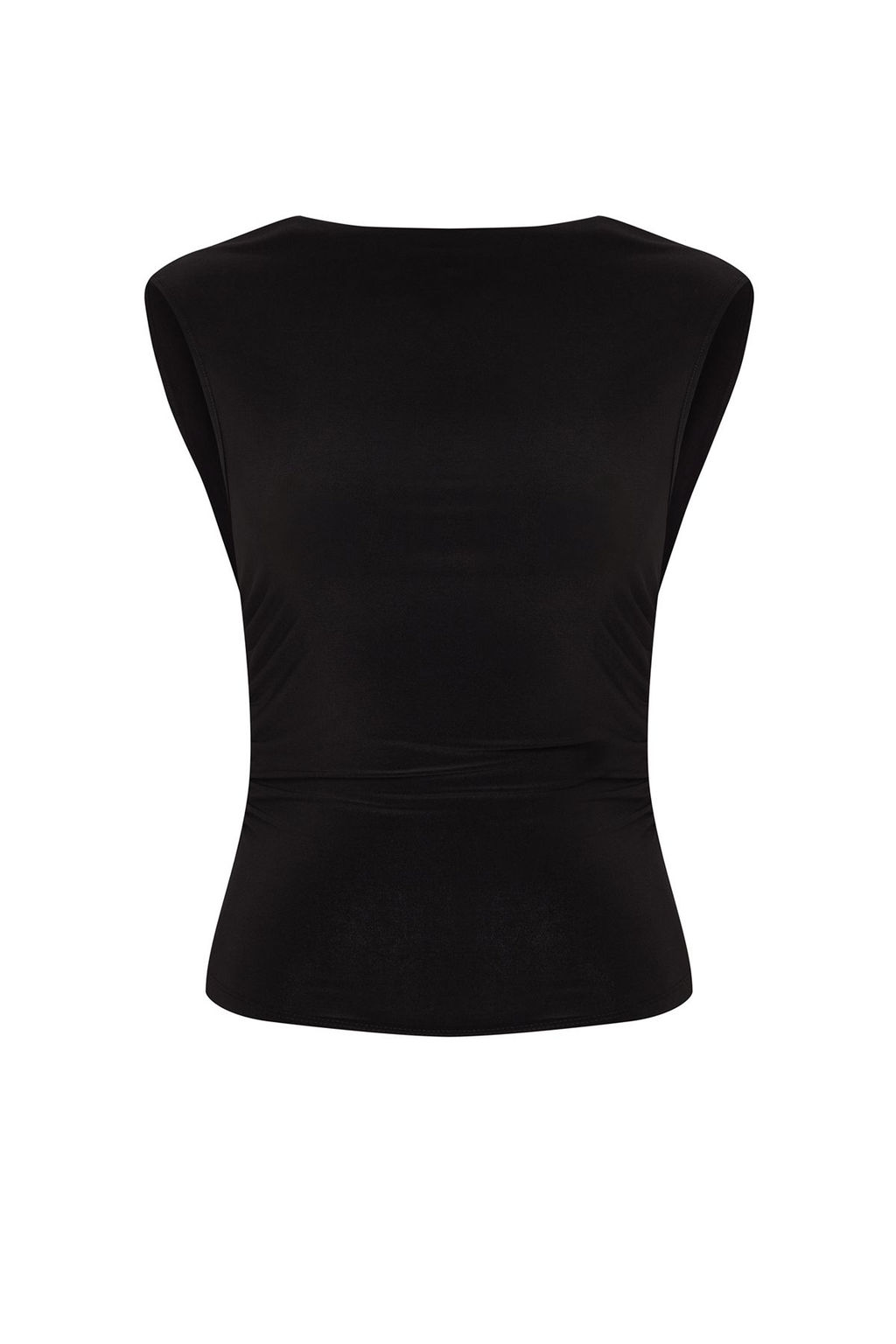 Trendyolmilla Siyah S?rt Detayl? Zincir Aksesuarl? Degaje Yaka Orme Bluz TPRAW25BZ00004