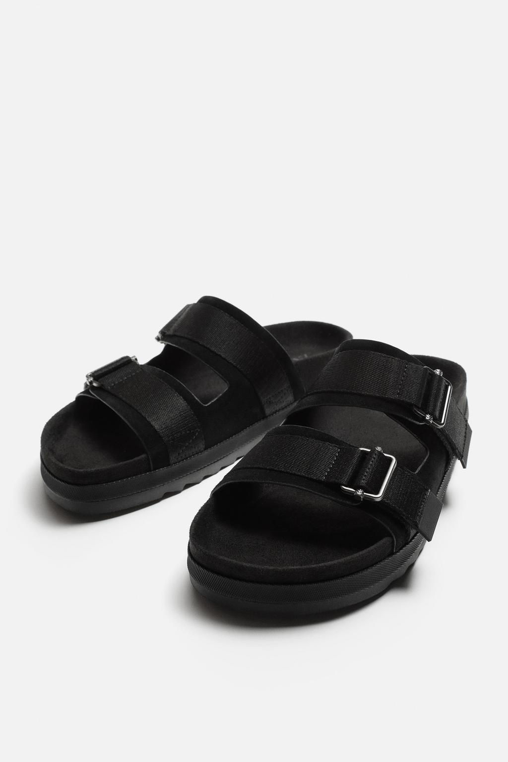 DOUBLE STRAP LEATHER SANDALS - Zara фото 6