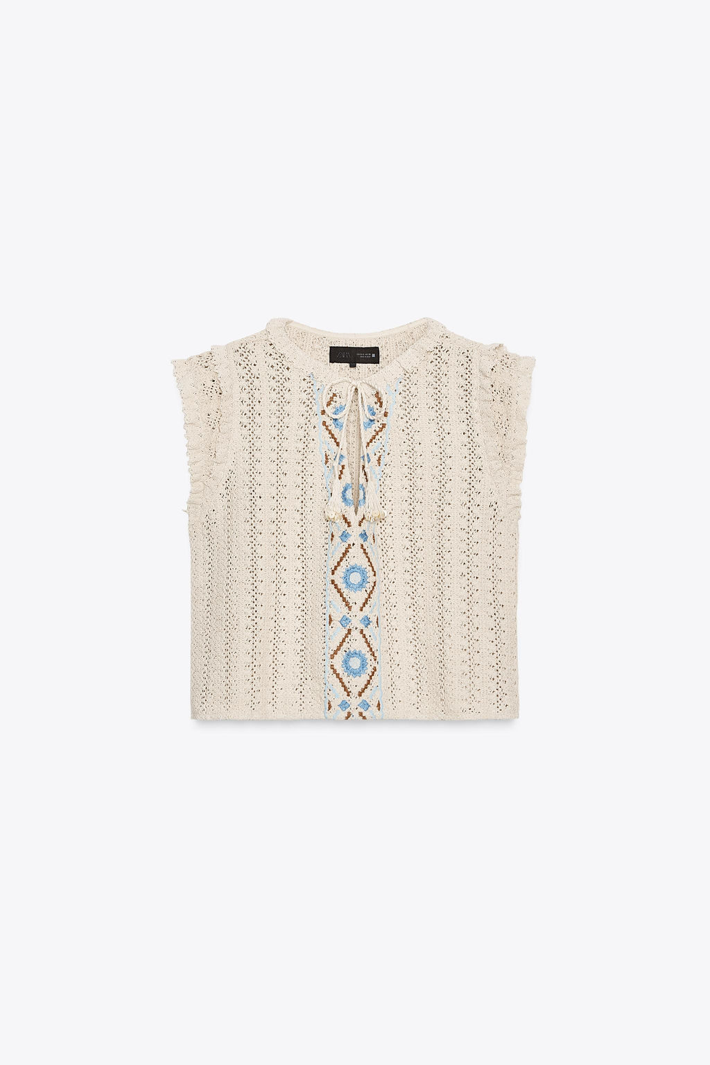 EMBROIDERED CROCHET TOP - Zara фото 4
