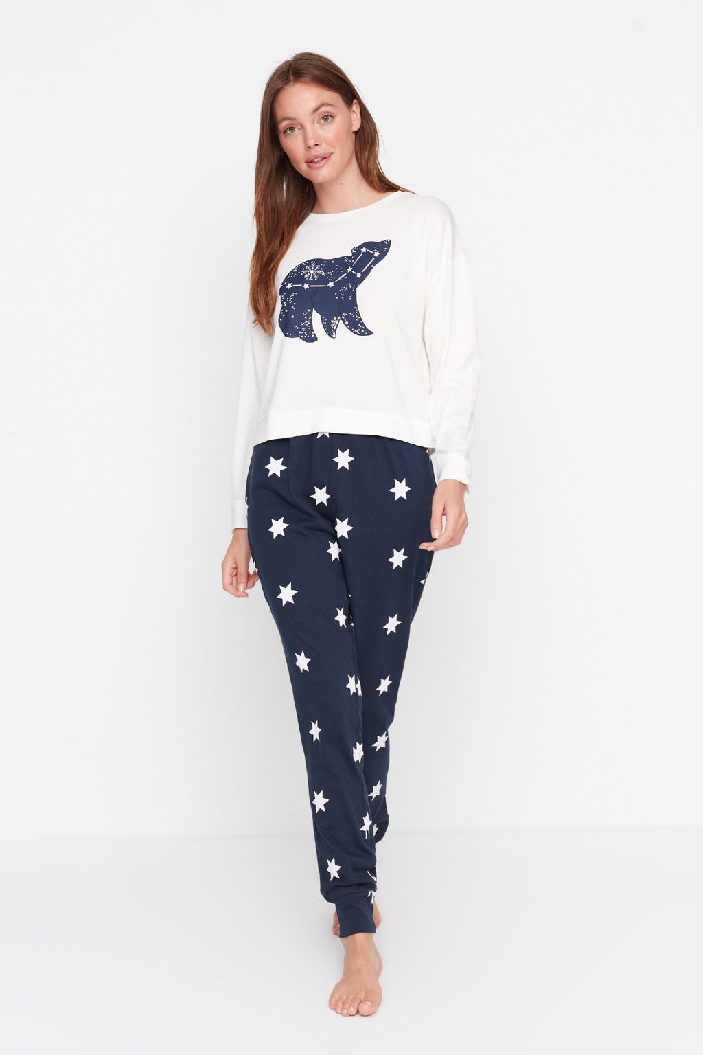 Trendyolmilla Cok Renkli %100 Pamuklu Y?ld?z Desenli Orme Pijama Tak?m? THMAW21PT0241  фото 6