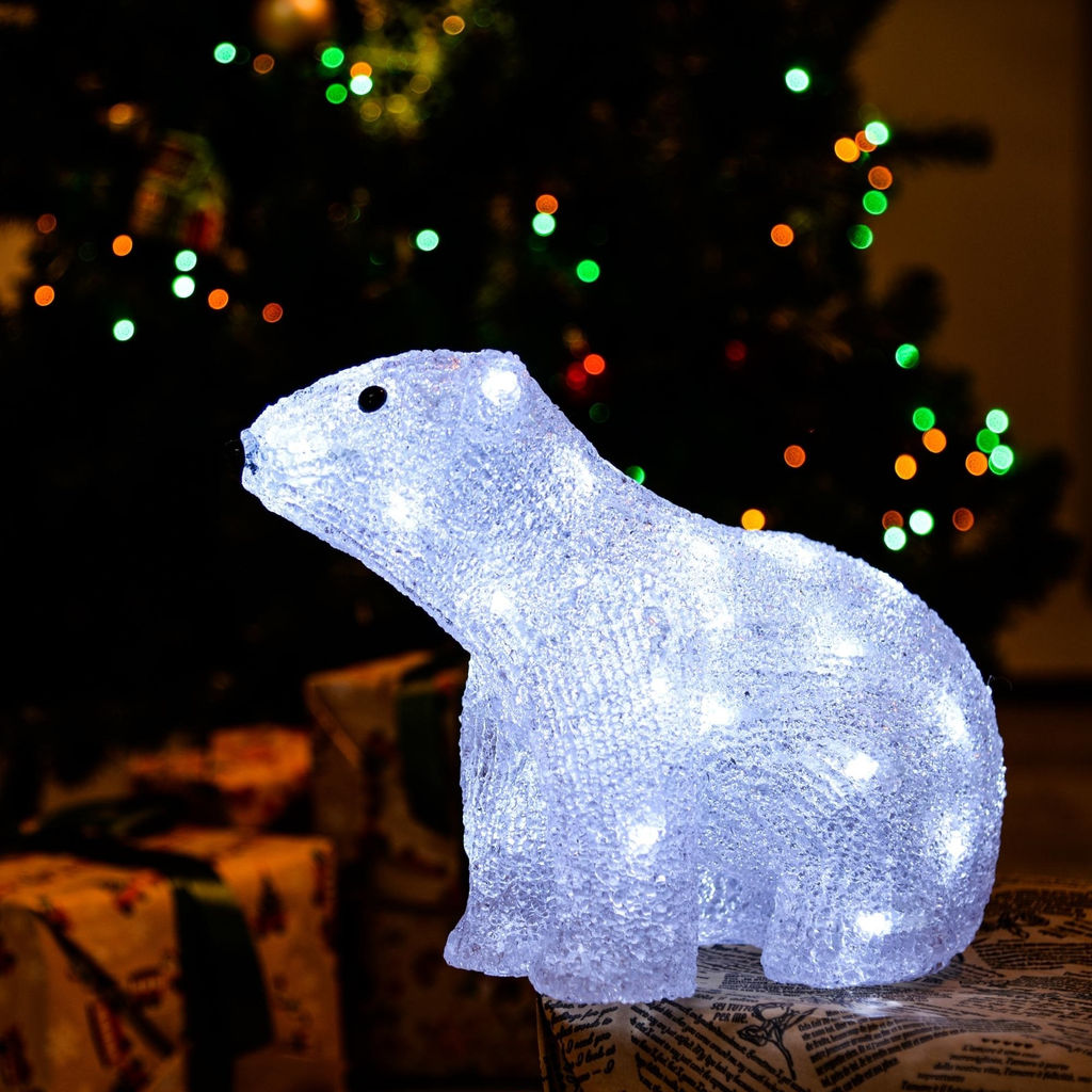ULD-M3125-040/STA WHITE IP20 WHITE BEAR-4 Фигура светодиодная Белый медведь-4, 32*25см, 40 светодиодов. Белый свет. Провод прозрачный. TM Uniel