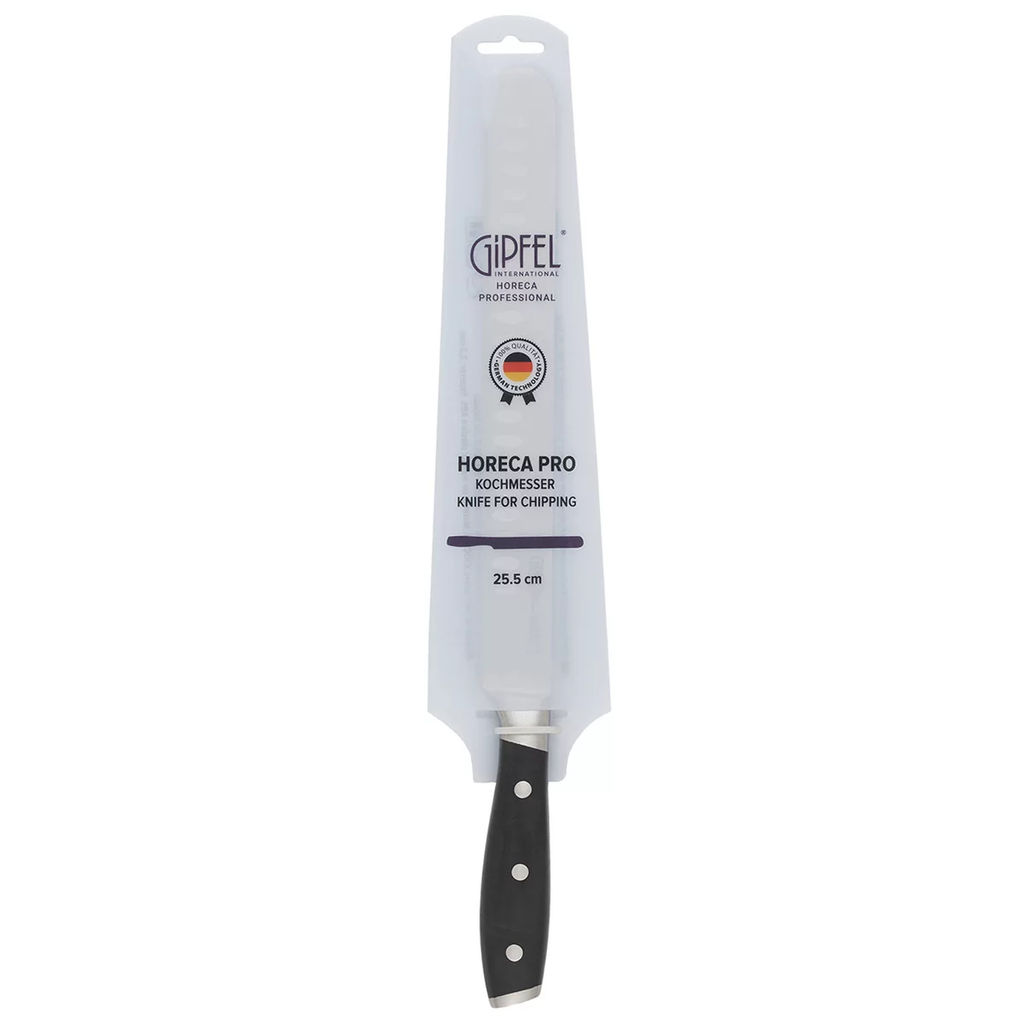 50579 GIPFEL Нож c выточками для тонкой нарезки HORECA PRO 25см, кованый. Материал лезвия: сталь X30CR13. Материал ручки: пластик ABS. Толщина: 2,3 мм.  фото 3
