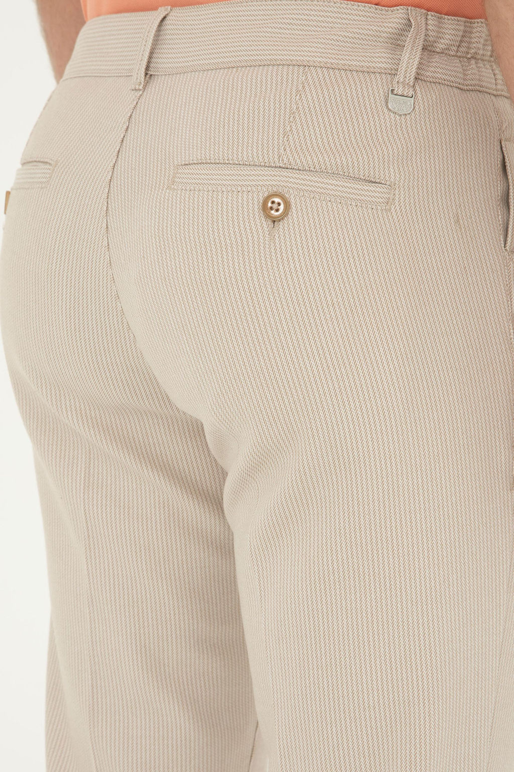 Erkek Slim Fit Camel Kanvas Pantolon