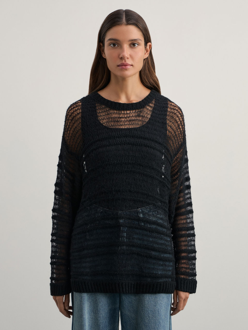 Джемпер ажурный с добавлением шерсти / Zarina  фото 3