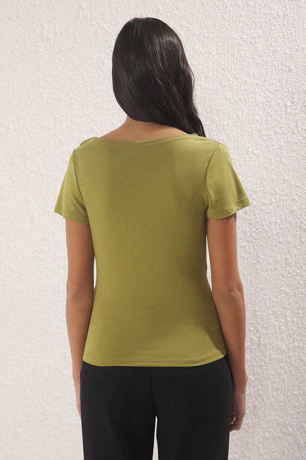 Yag Yesil Buzgu/Drape Detayl? Fitted/Vucuda Oturan Orme Bluz TWOSS25BZ00278