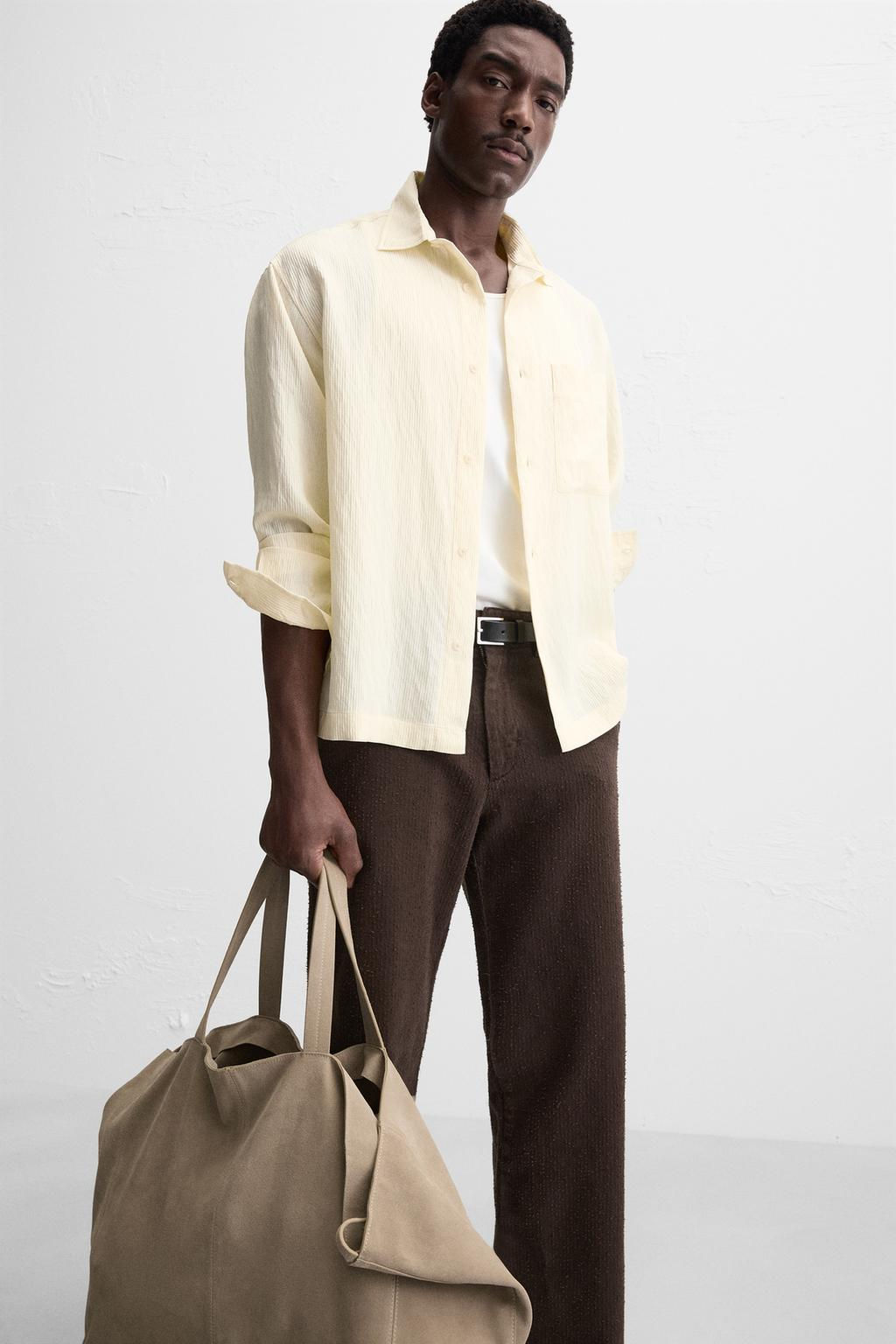 TEXTURED STRAIGHT-LEG TROUSERS - Zara фото 5