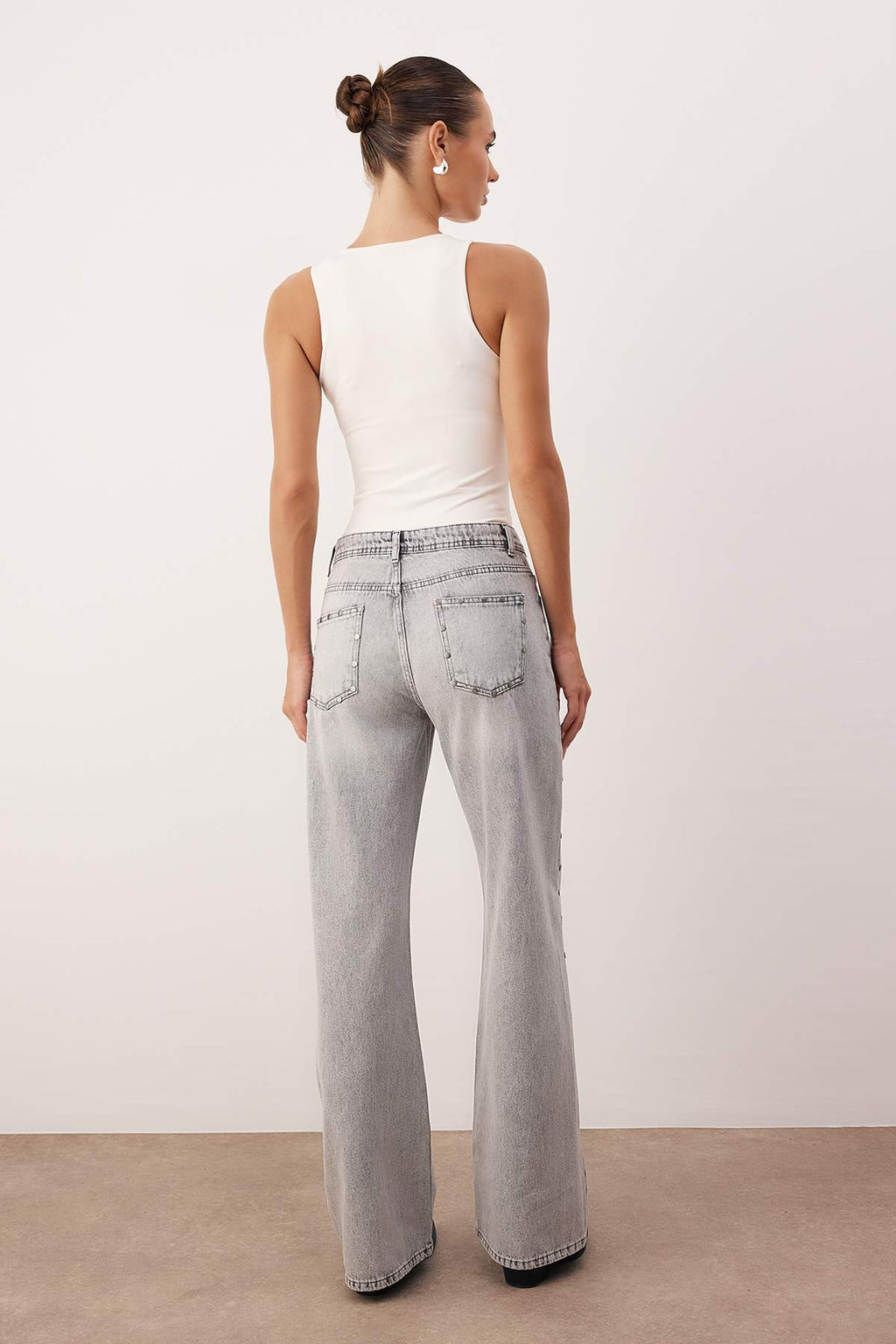 Gri Normal Bel Wide Leg Jeans TWOAW26JE00262 - Trendyolmilla фото 4