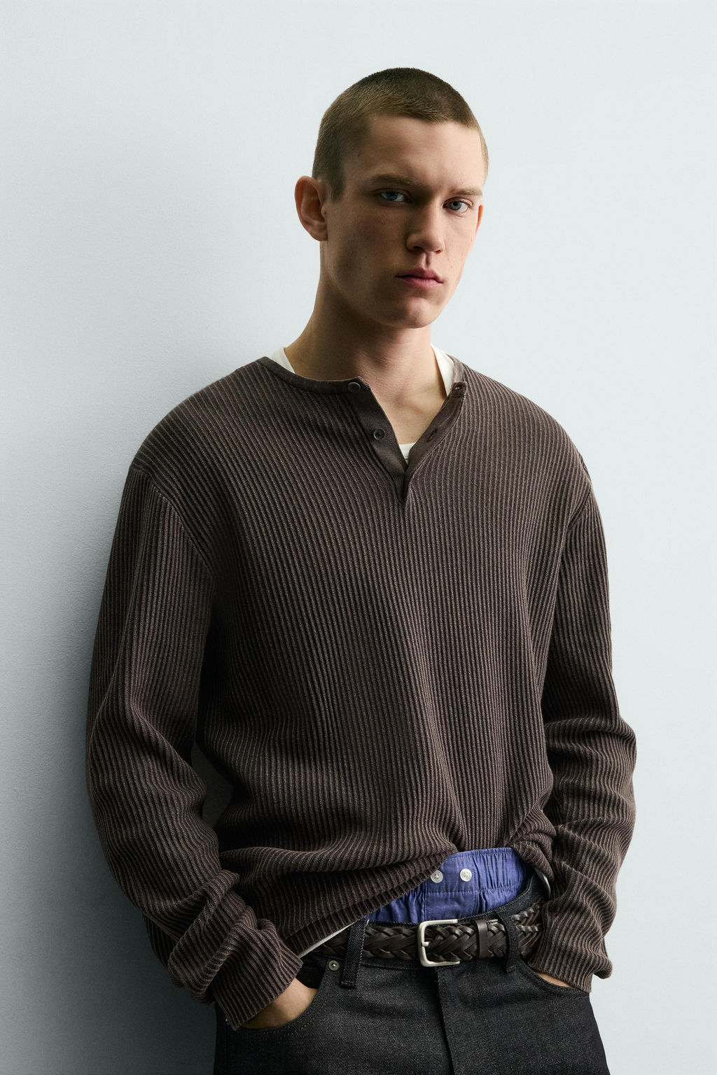 HENLEY NECK TEXTURED JUMPER - Zara фото 7