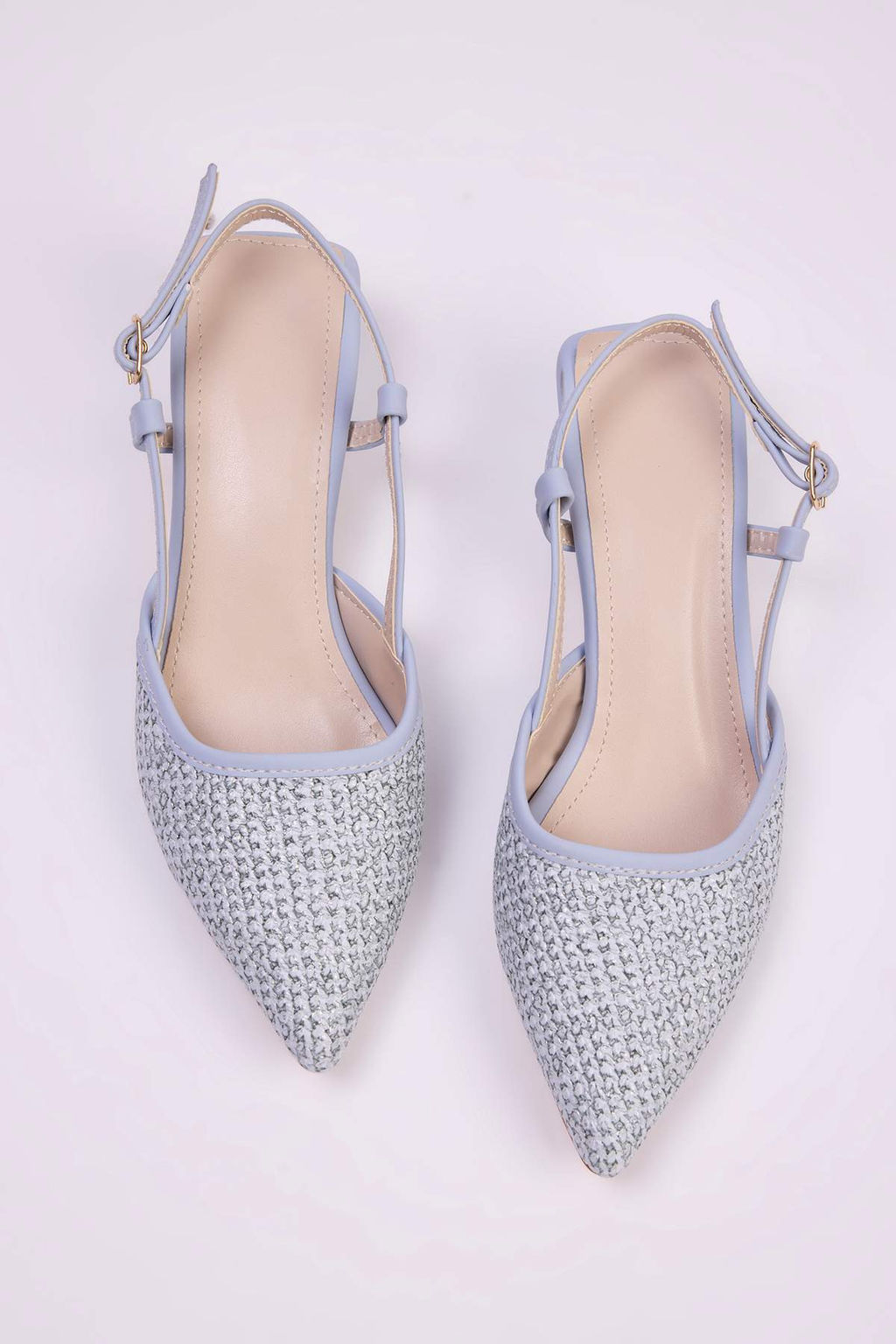 Bebek Mavi Orgu Detayl? Arkas? Ac?k Kad?n Kitten Topuklu Ayakkab? TAKSS25TO00039