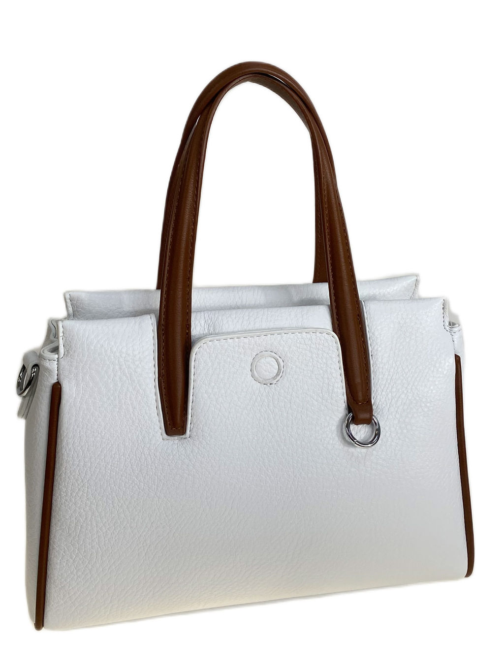 Женская сумка из искусственной кожи, цвет белый с коричневым - Greta фото 2