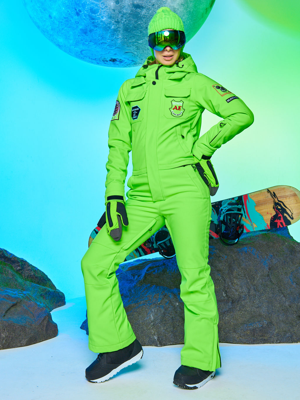 Женский сноубордический горнолыжный комбинезон Alpha Endless Aeternitas 223/2305 FAG - Салатовый  фото 4