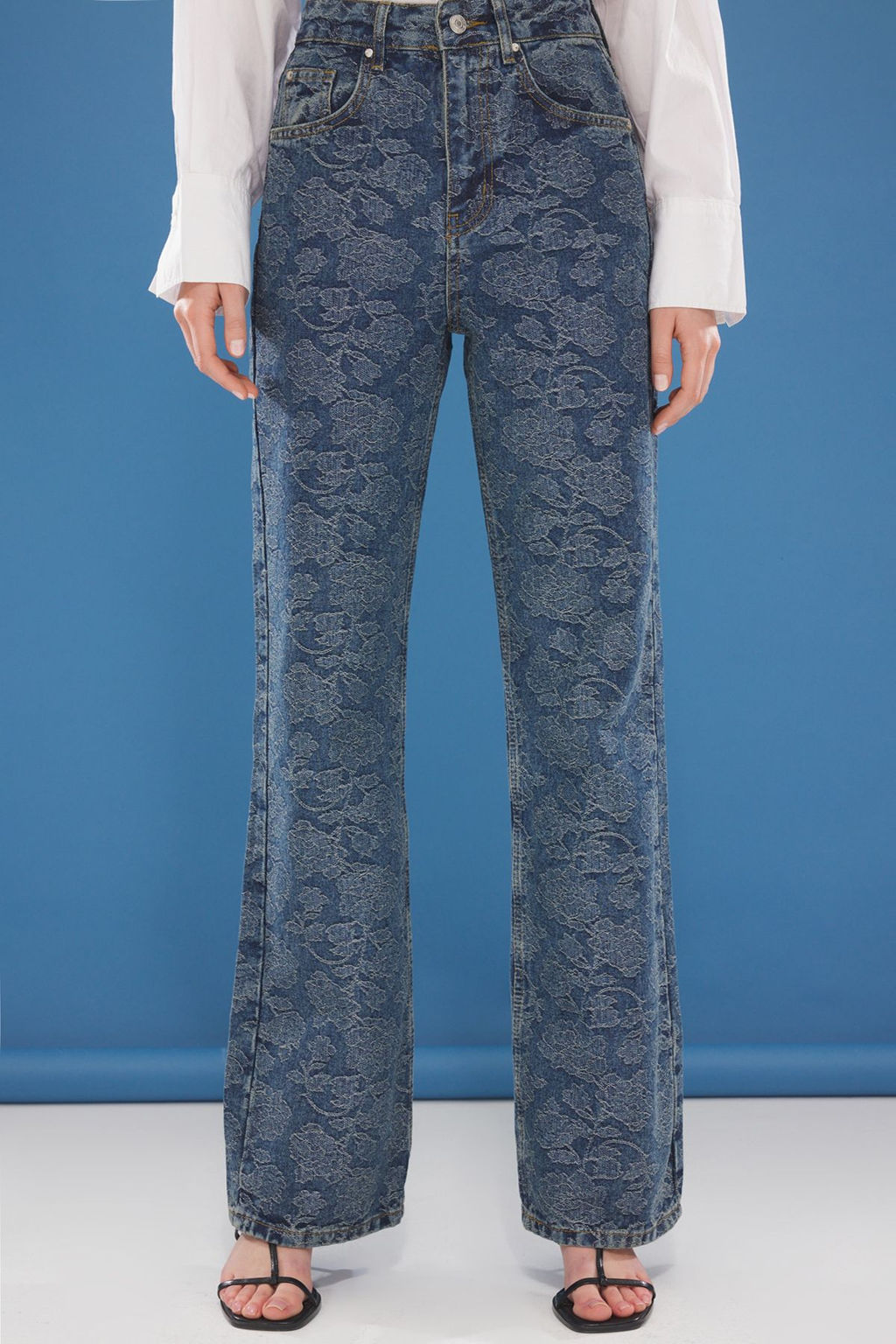 Mavi Jakarl? Yuksek Bel Wide Leg Jeans TWOSS25JE00199 - Trendyolmilla фото 3